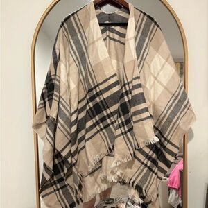 Banana Republic Beige and Black Checkered Wrap